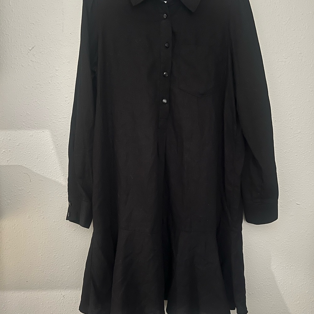 Cynthia Rowley Black Button-Front Collared Dress